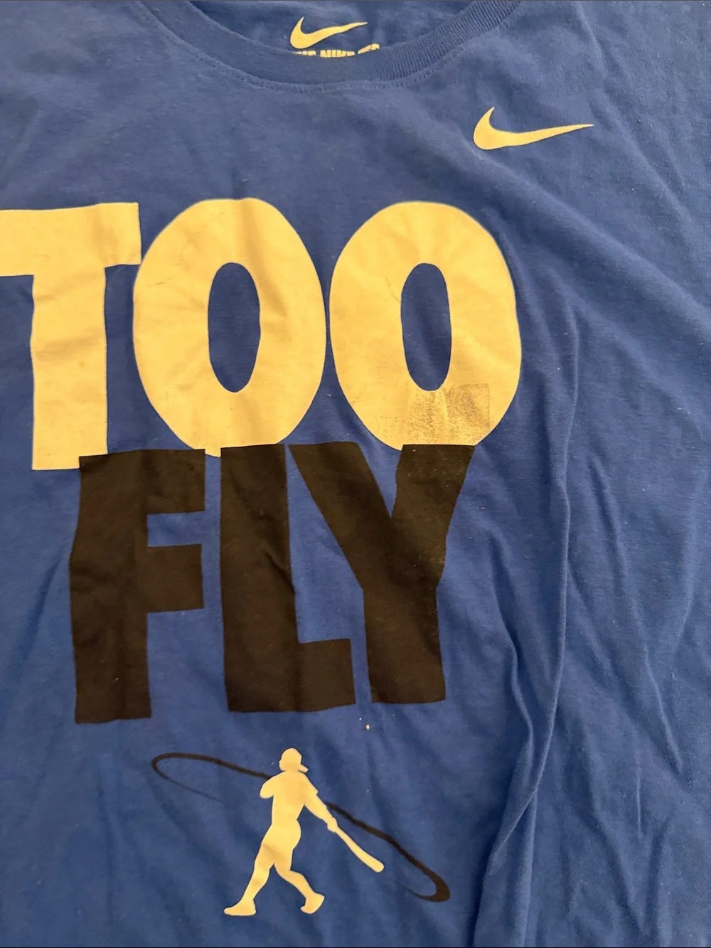 Nike Men's Blue 'TOO FLY' Graphic Short Sleeve Tee